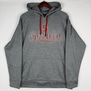 Stanford Cardinal Champion Elite Hoodie Mens Large Gray Performance Pullover